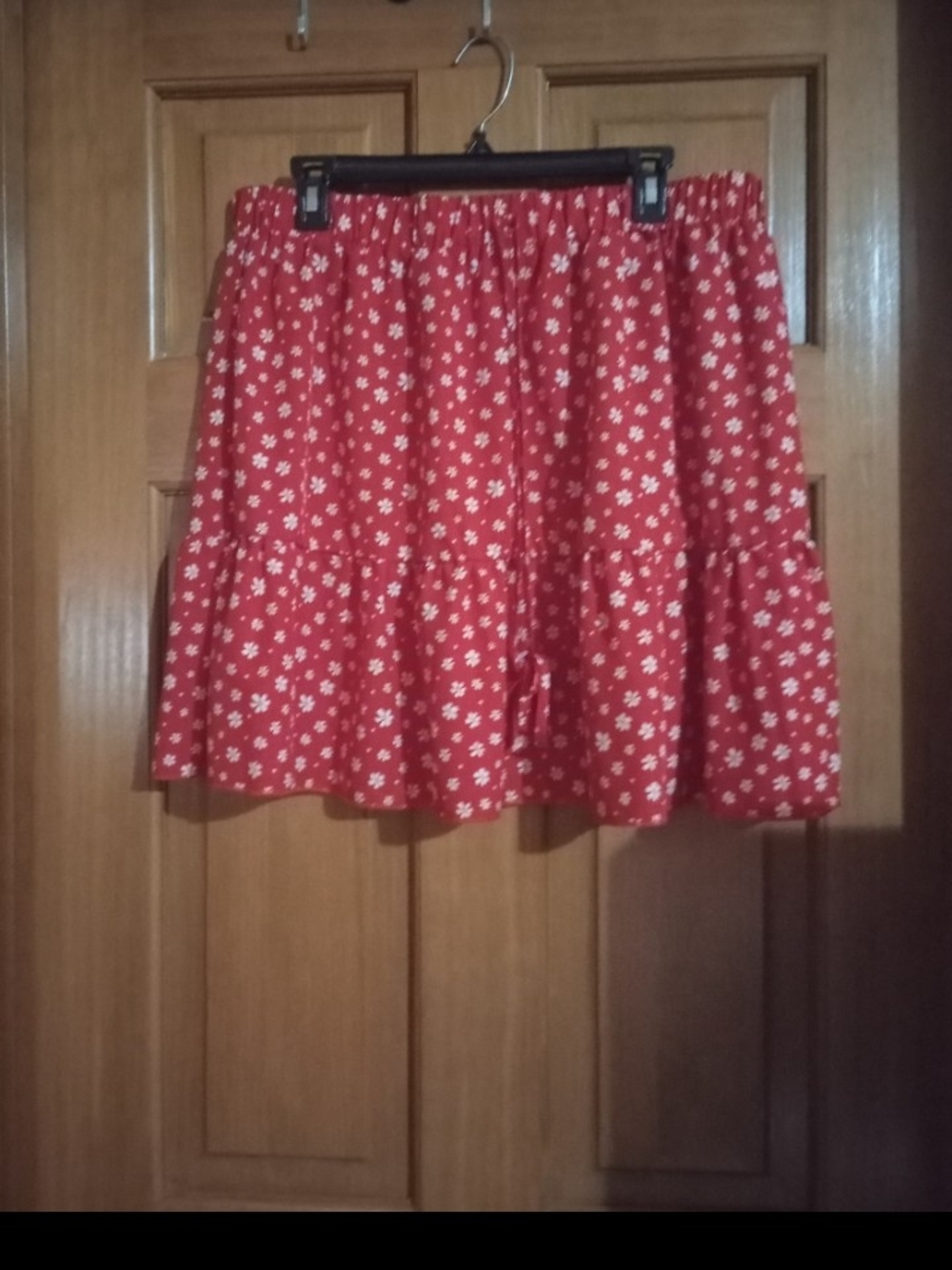 Red Floral Tiered Mini Skirt